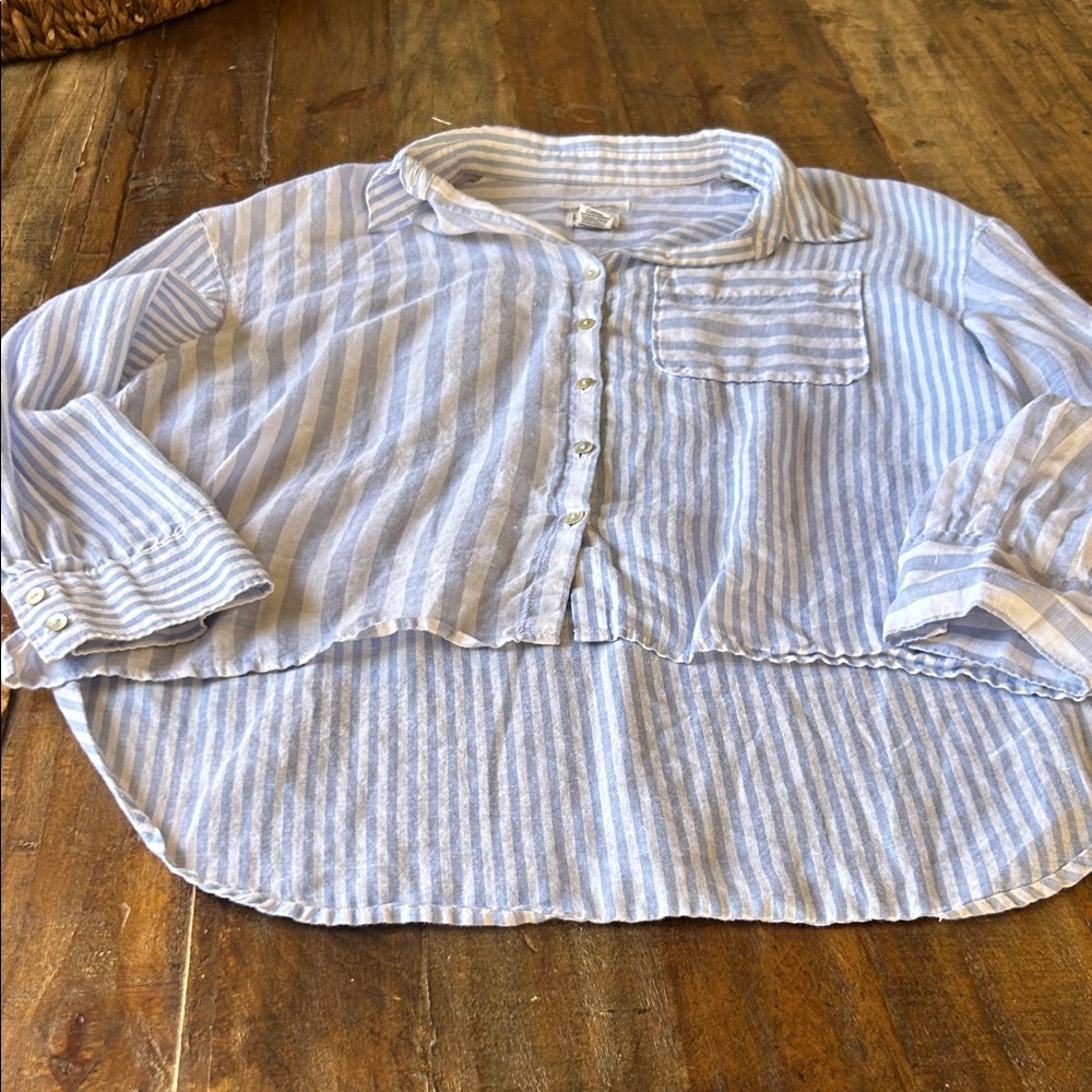 Nicole Miller Blue and White Striped Blouse - Picture 3 of 12